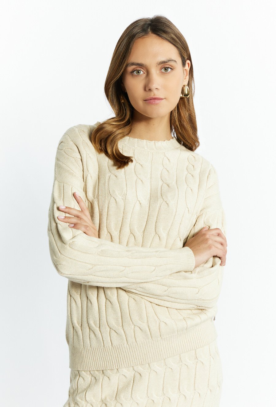 Sweter damski ze splotem