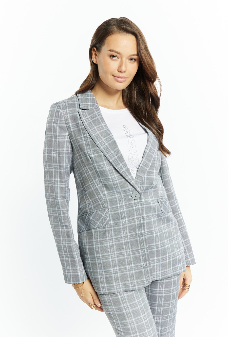 Marynarka damska z domieszką lnu