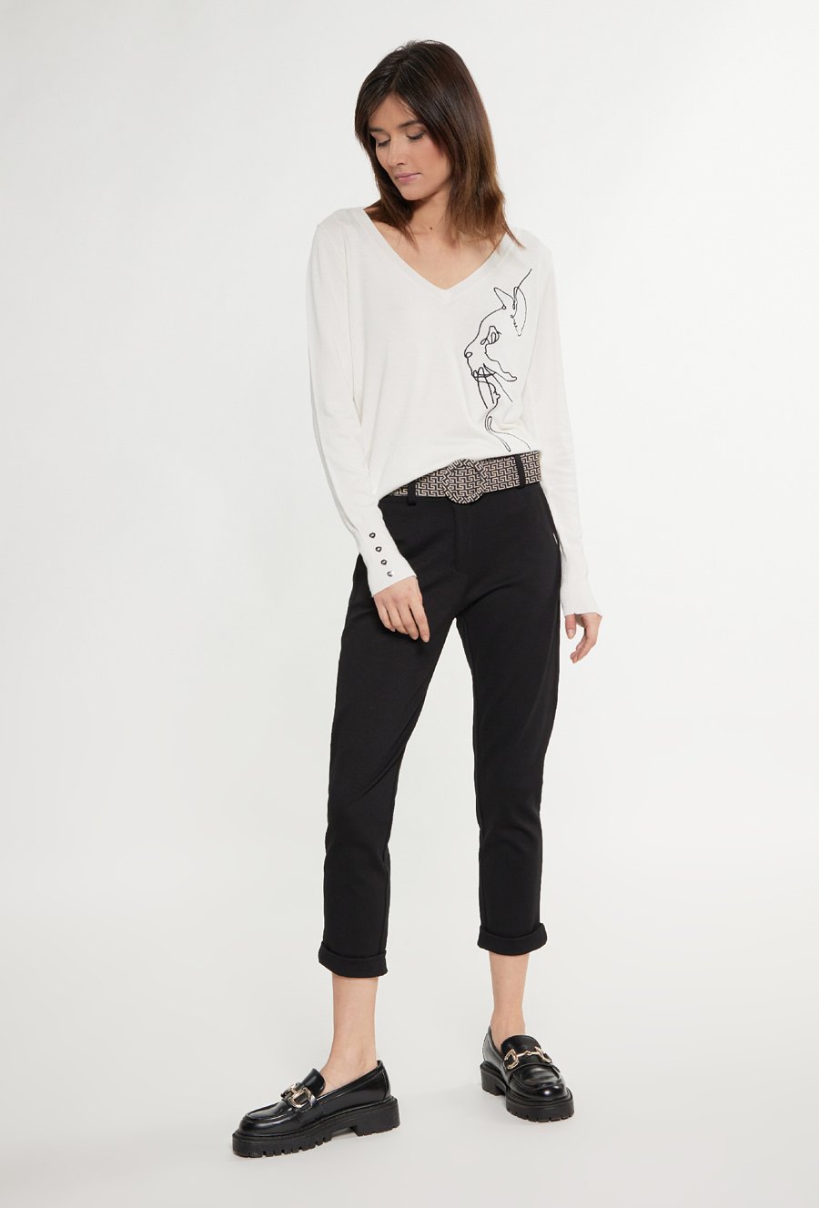 Materiałowe spodnie z wiskozy