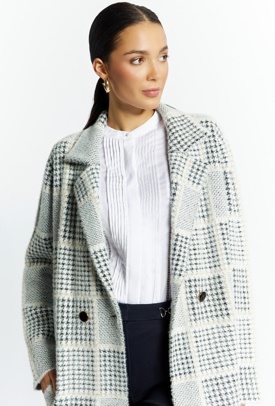 Sweter płaszczowy z wzorem