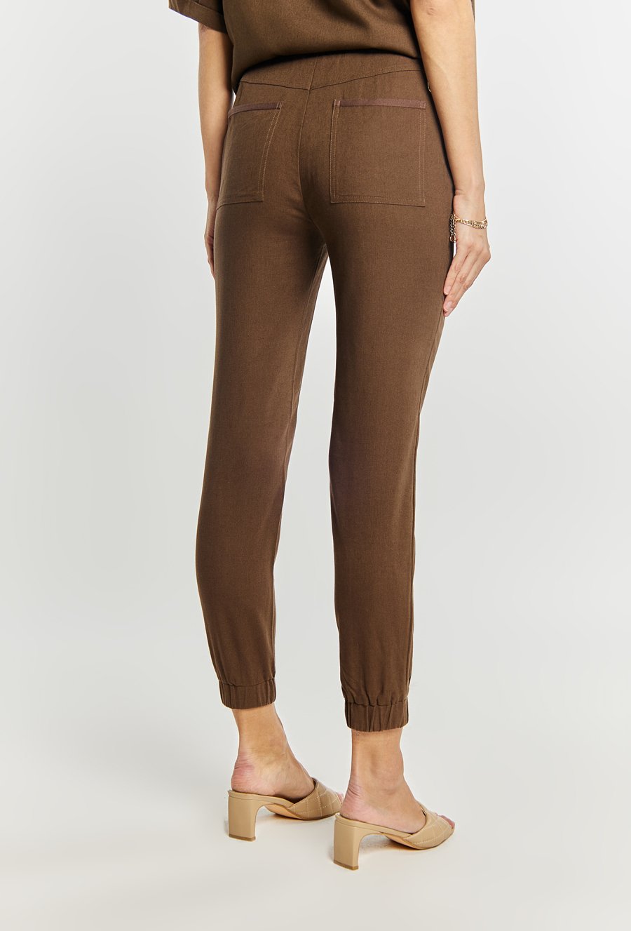 Spodnie damskie z domieszką lnu