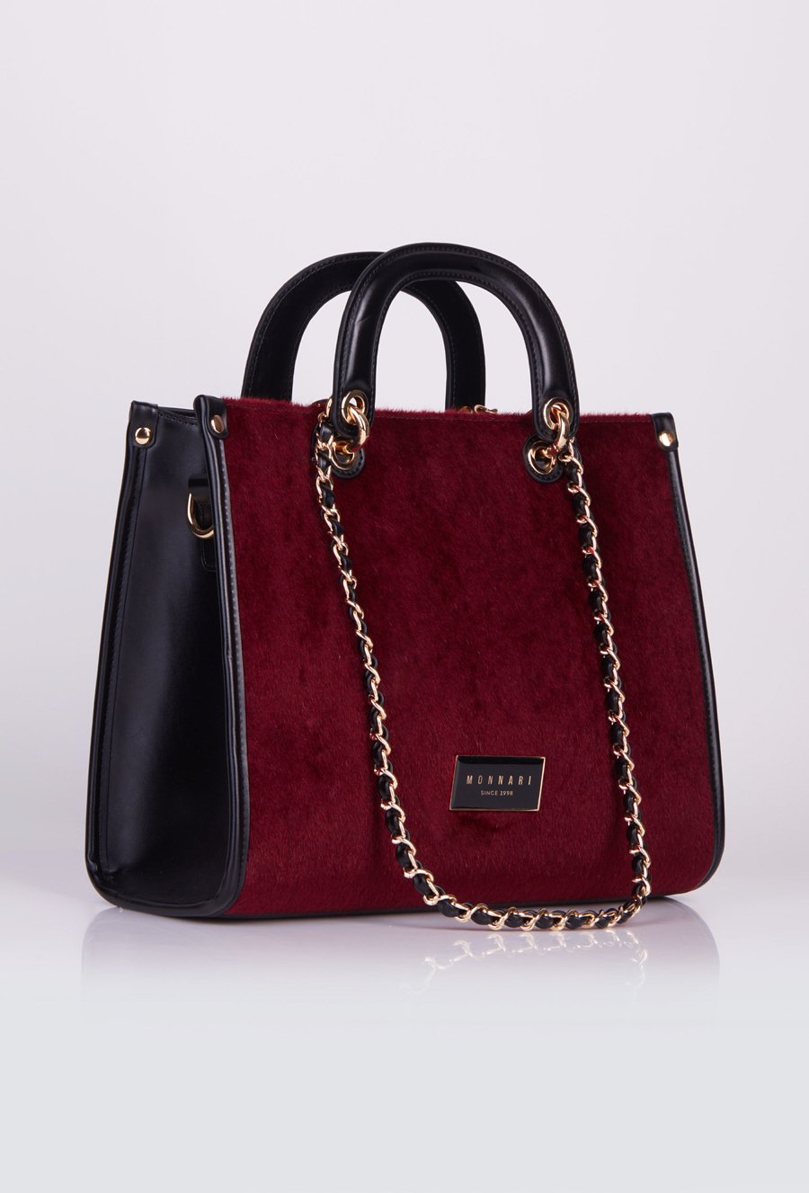 Elegancka torba z panelem ze sztucznego futerka