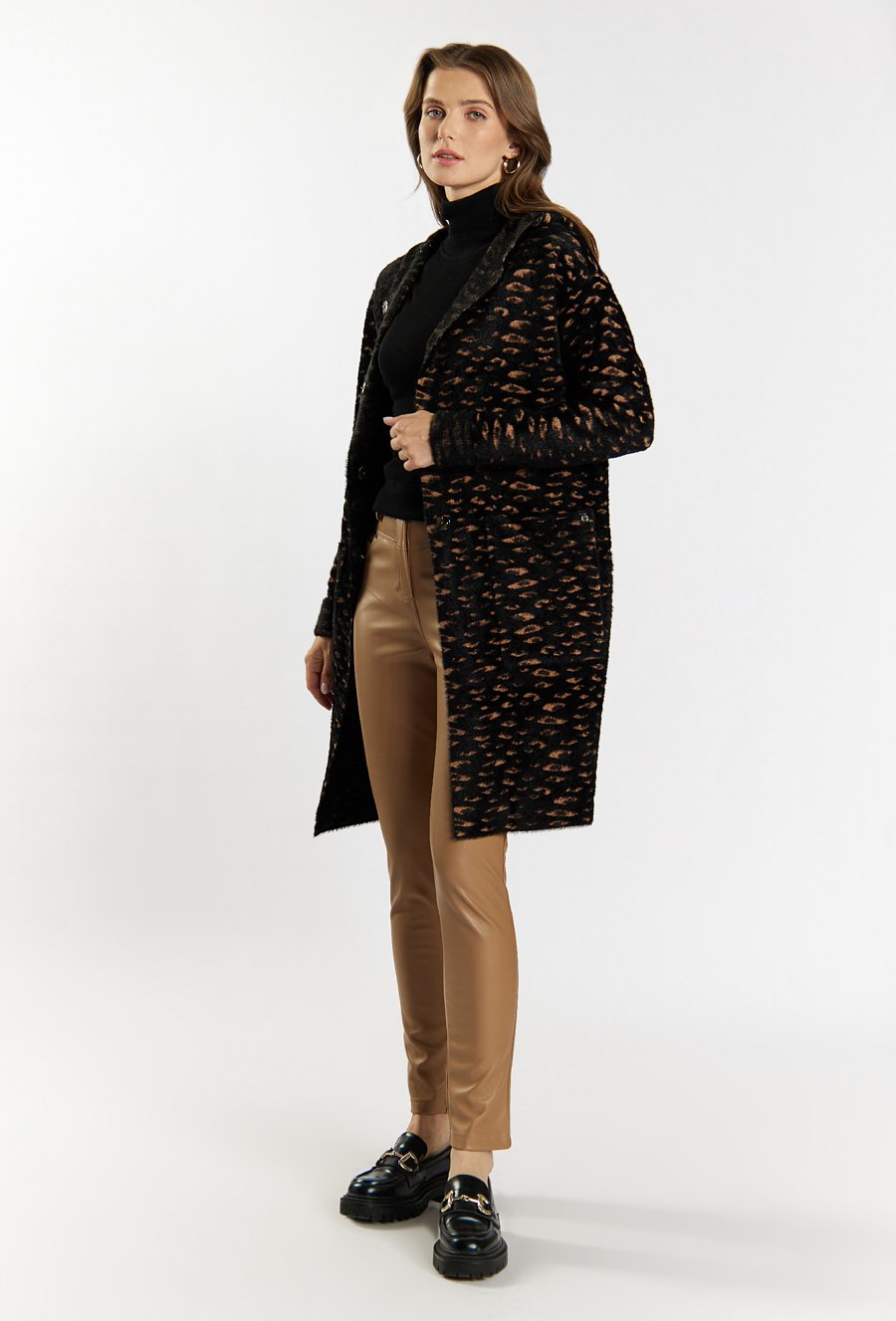 Sweter płaszczowy z wzorem