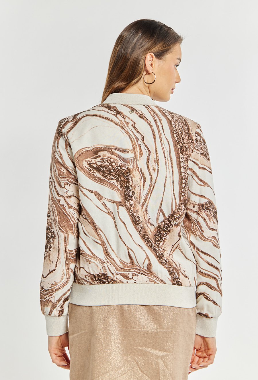 Wzorzysta bluza z domieszką lnu