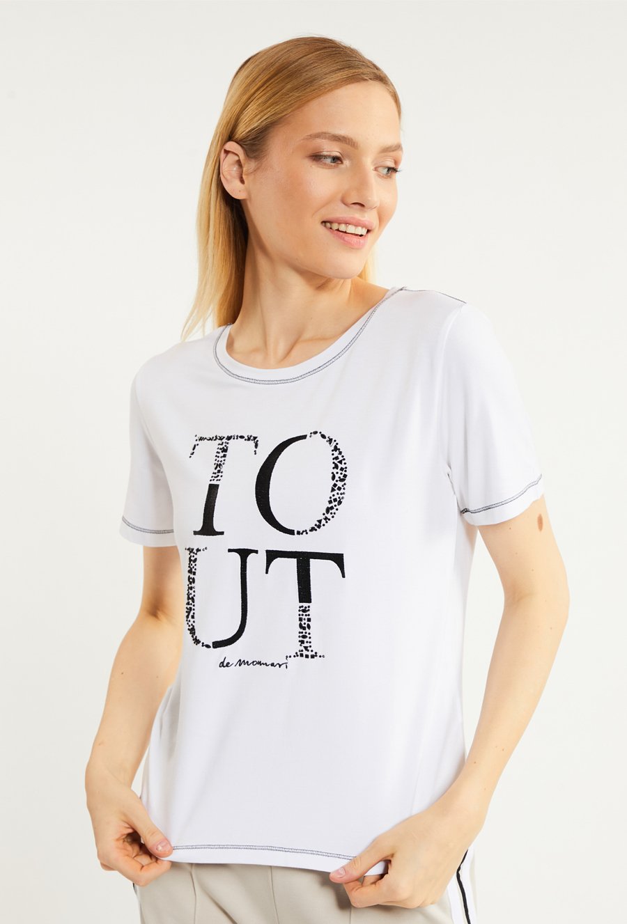 T-shirt damski z ozdobnym panelem