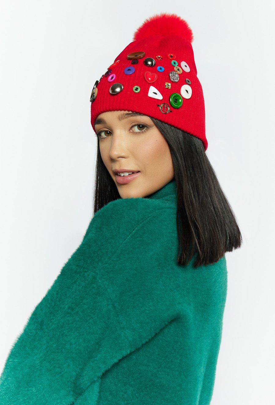 Czapka damska z pomponem