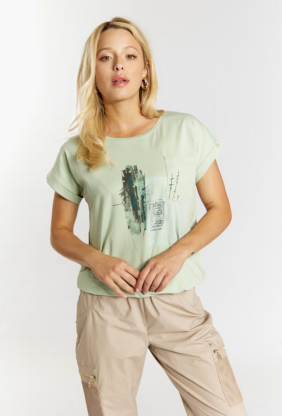 Bawełniany t-shirt z ozdobnym nadrukiem