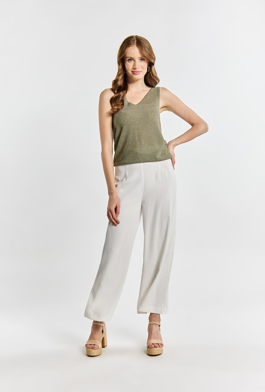 Połyskujący sweter damski