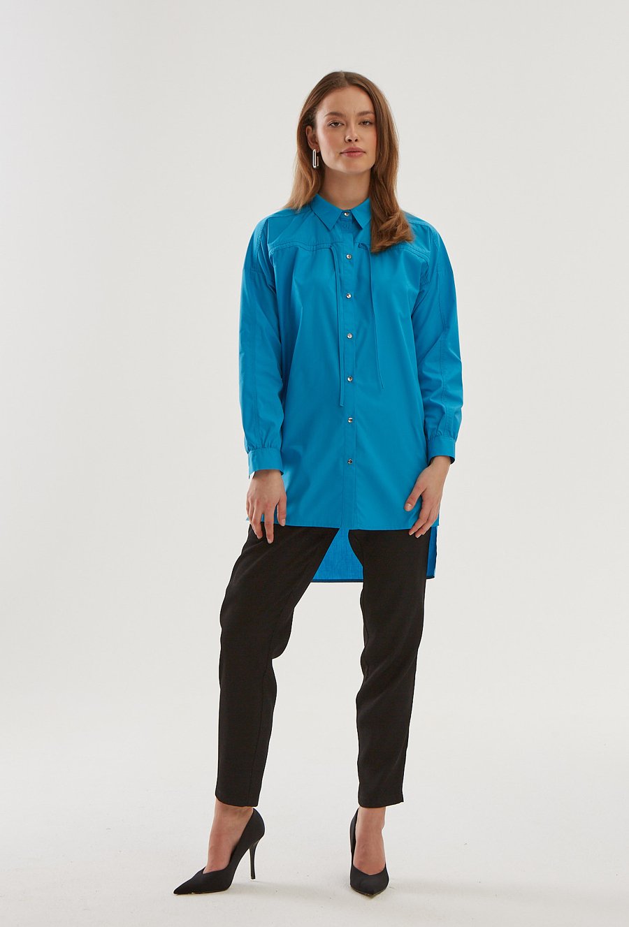 Turkusowa bawełniana koszula