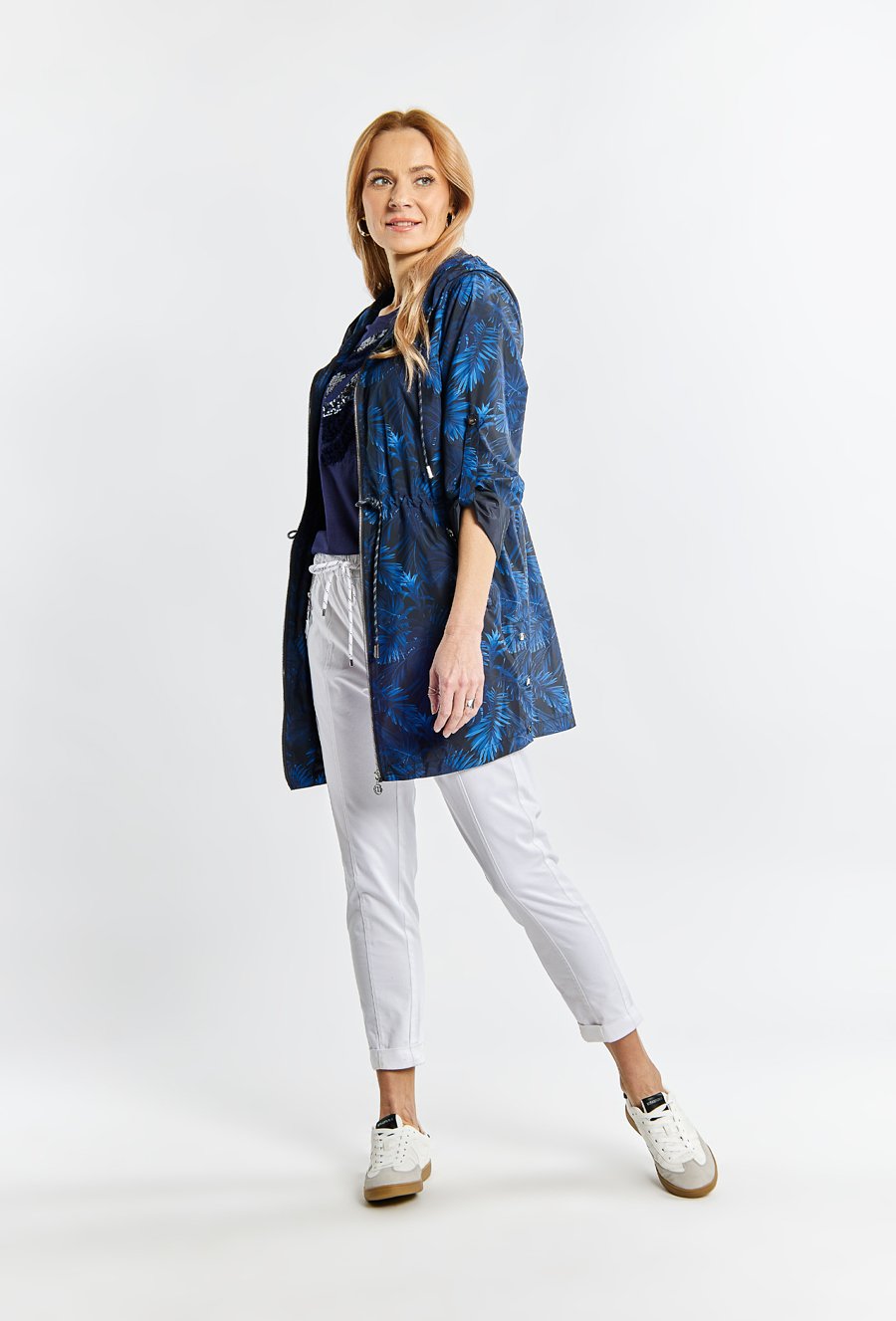 Wzorzysty parka damska