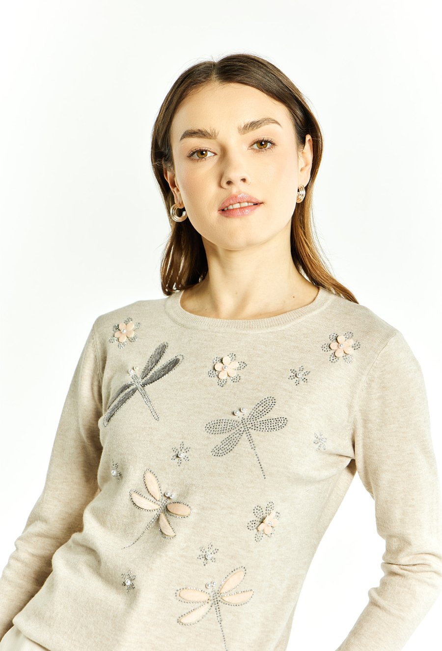 Sweter damski z aplikacjami