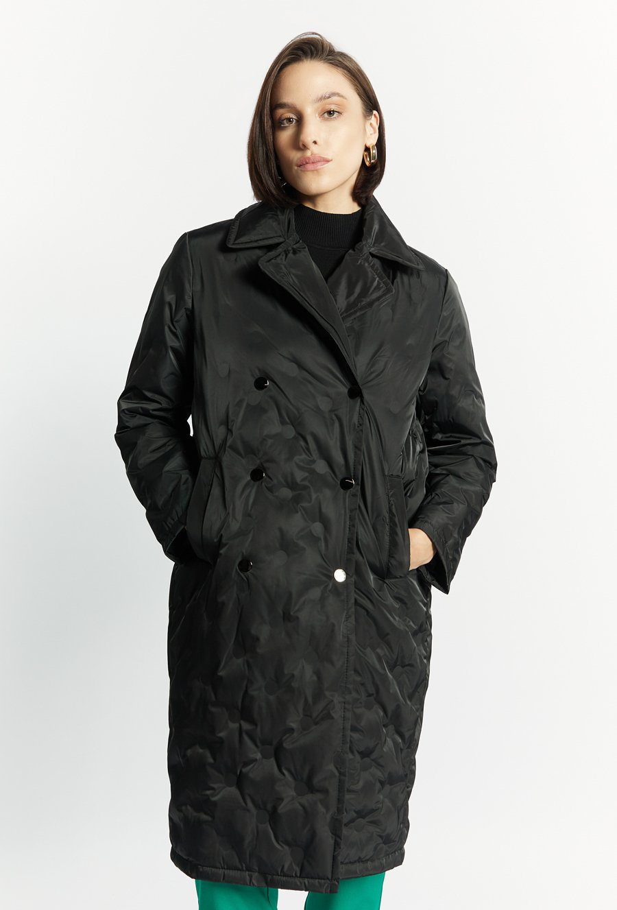 Puchowy płaszcz z pikowaniem