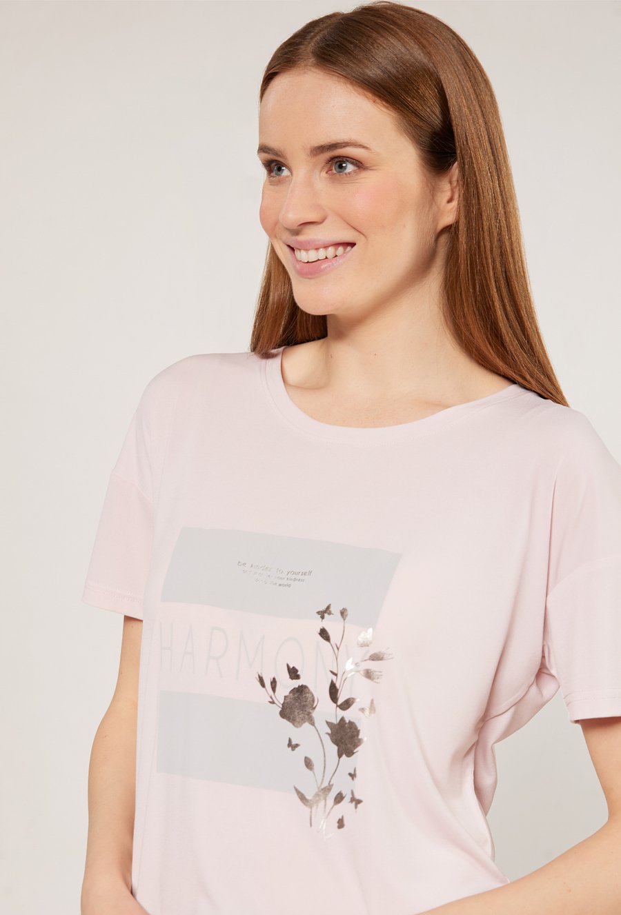 T-shirt damski z ozdobnym panelem