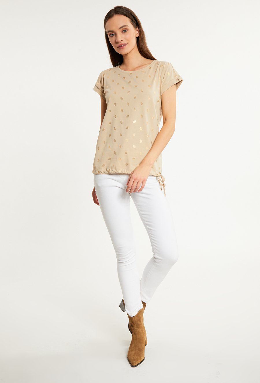 T-shirt damski z wiązaniem