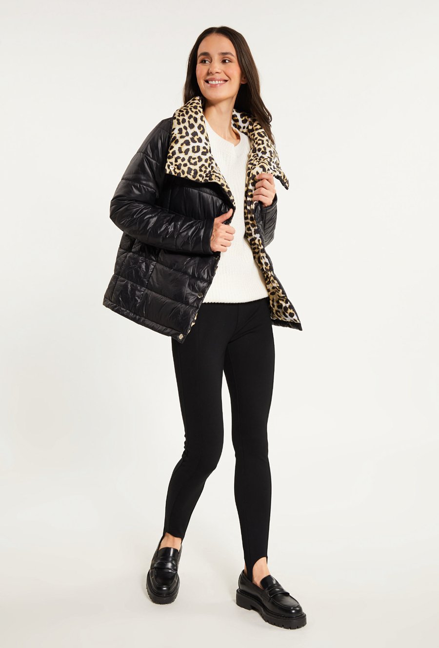 Pikowana kurtka damska z kołnierzem