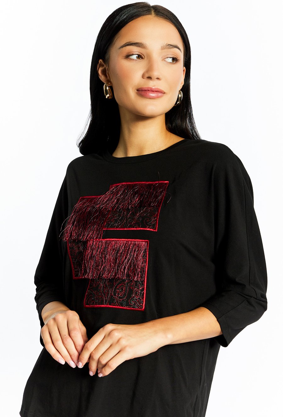 Dzianinowy T-shirt z ciekawym nadrukiem