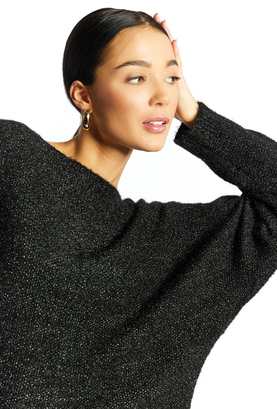 Połyskujący sweter damski