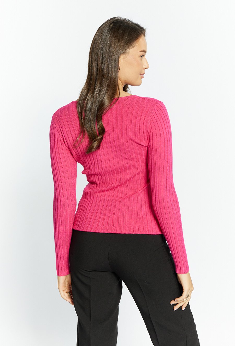 Prążkowany sweter damski