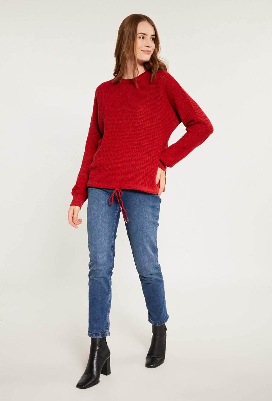 Sweter damski z wiązaniem