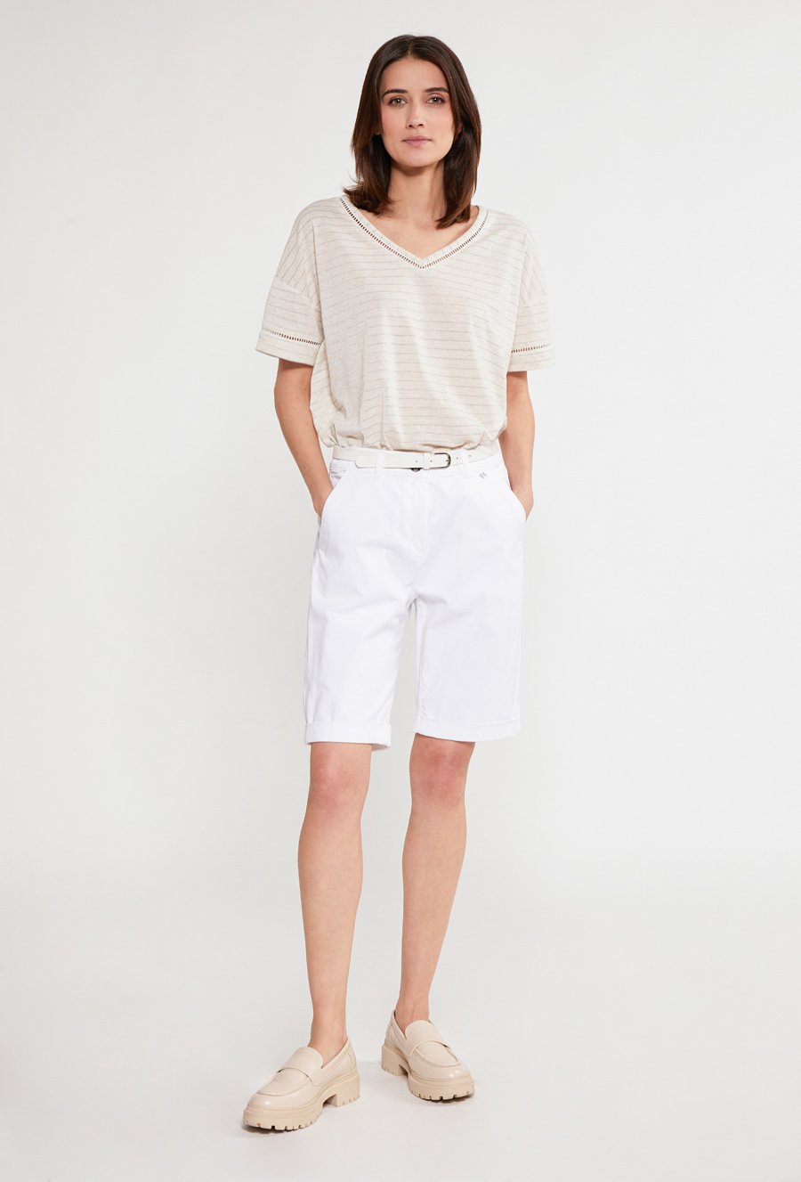 Bawełniane szorty z paskiem