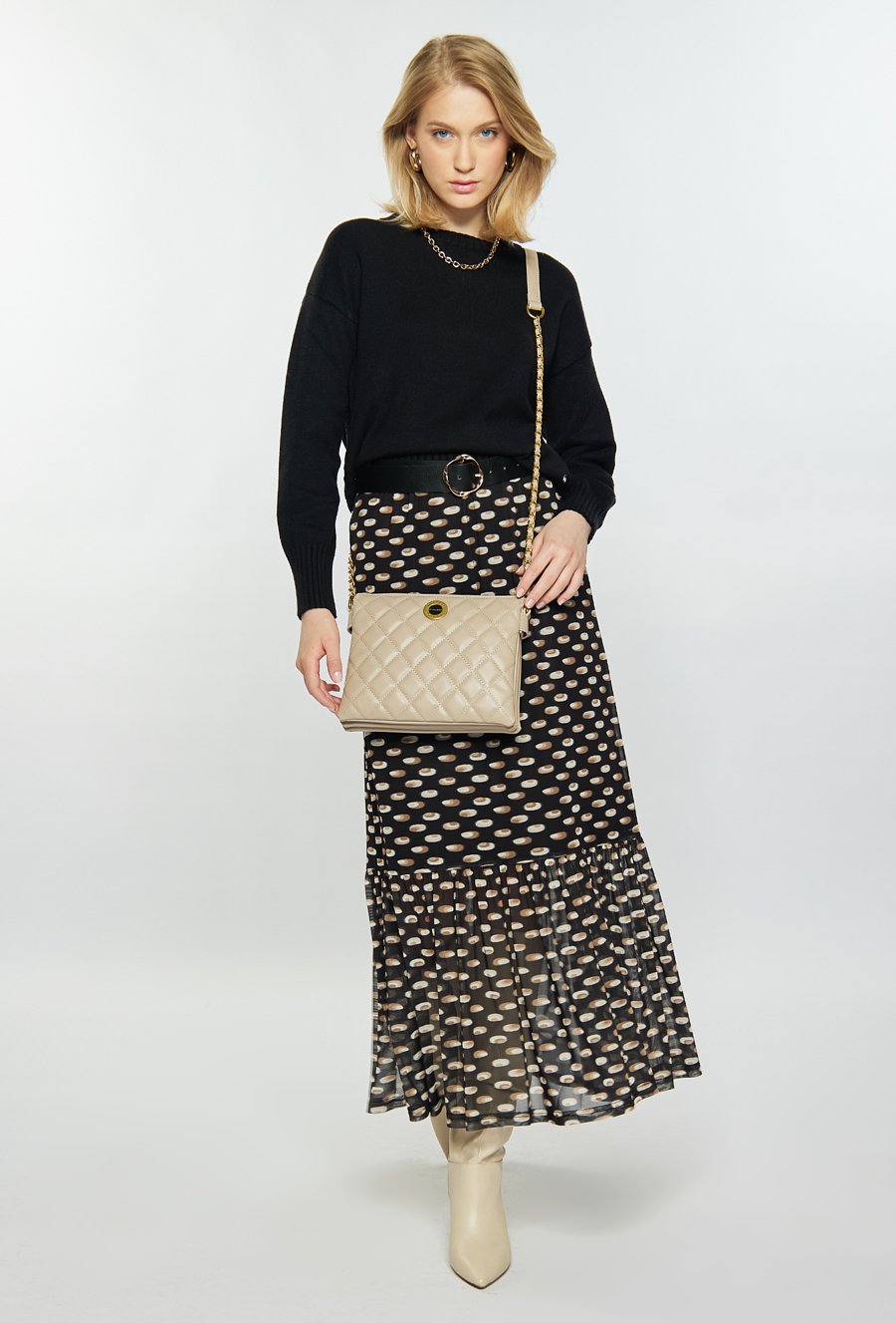 Lakierowa torba damska z wzorem