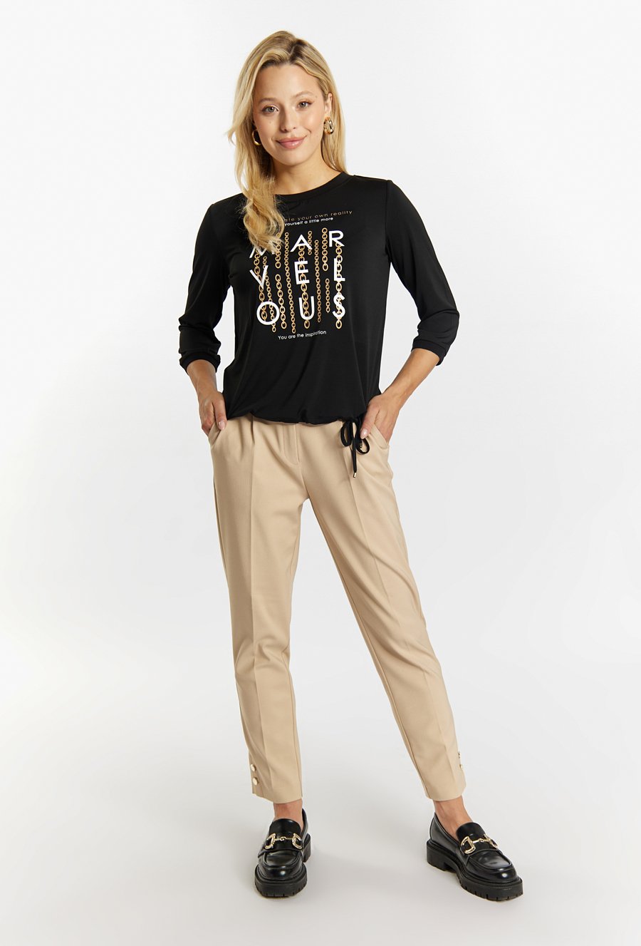 Dzianinowy T-shirt damski