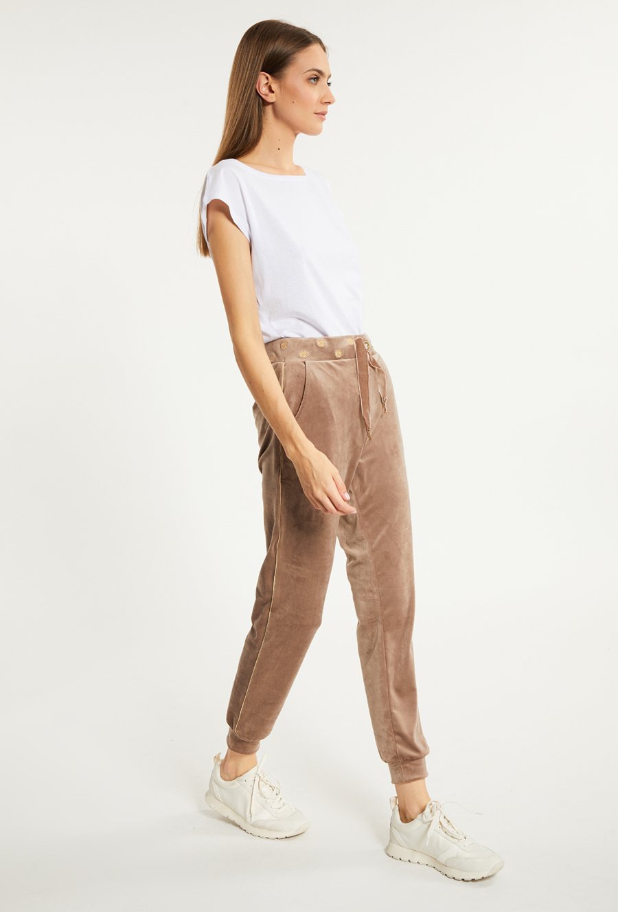 Spodnie z miękkiego welurowego materiału