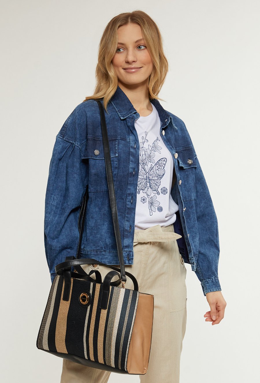 Shopper damski z kosmetyczką 2 w 1