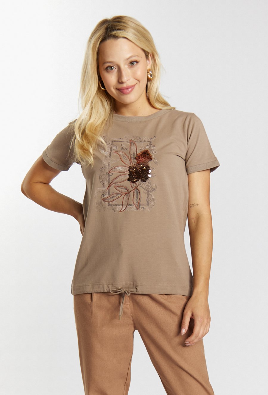 Bawełniany t-shirt z ozdobnym nadrukiem