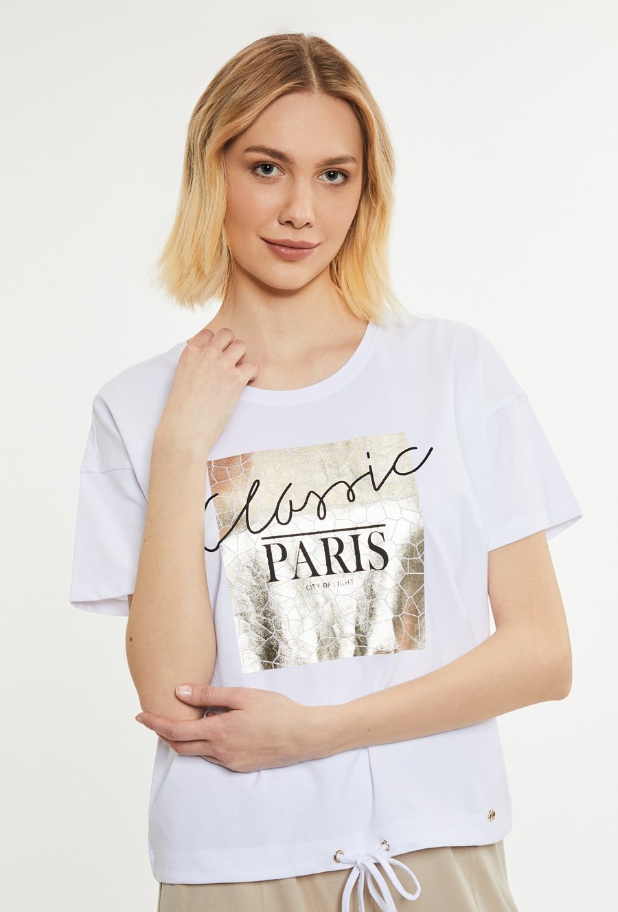 T-shirt z połyskującym panelem