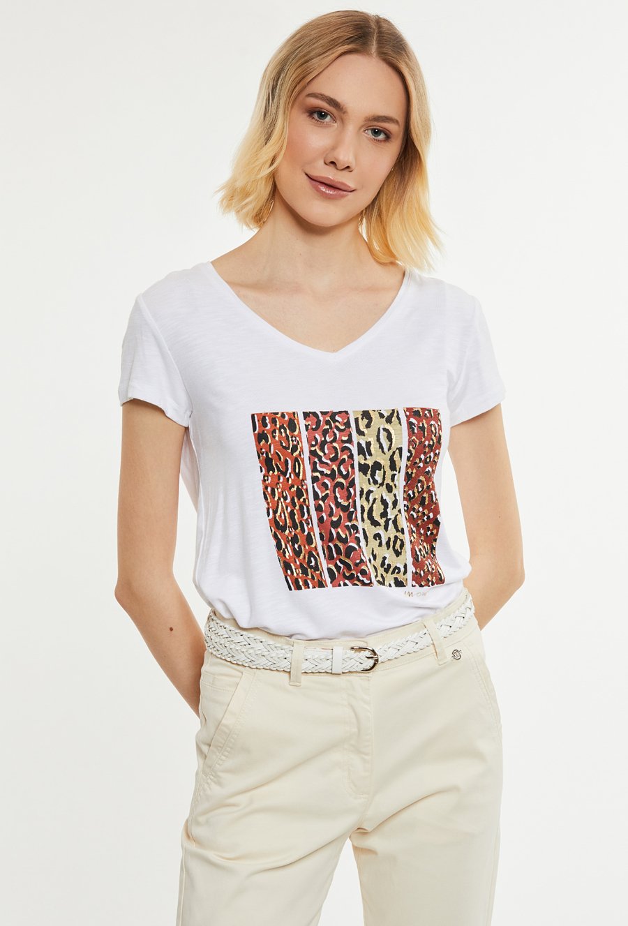 T-shirt z ozdobnym panelem