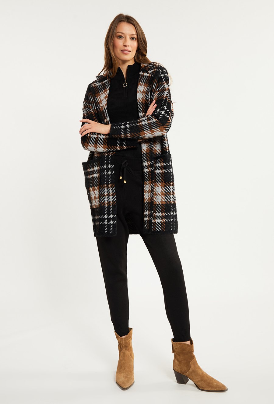 Wzorzysty płaszcz o luźnym kroju