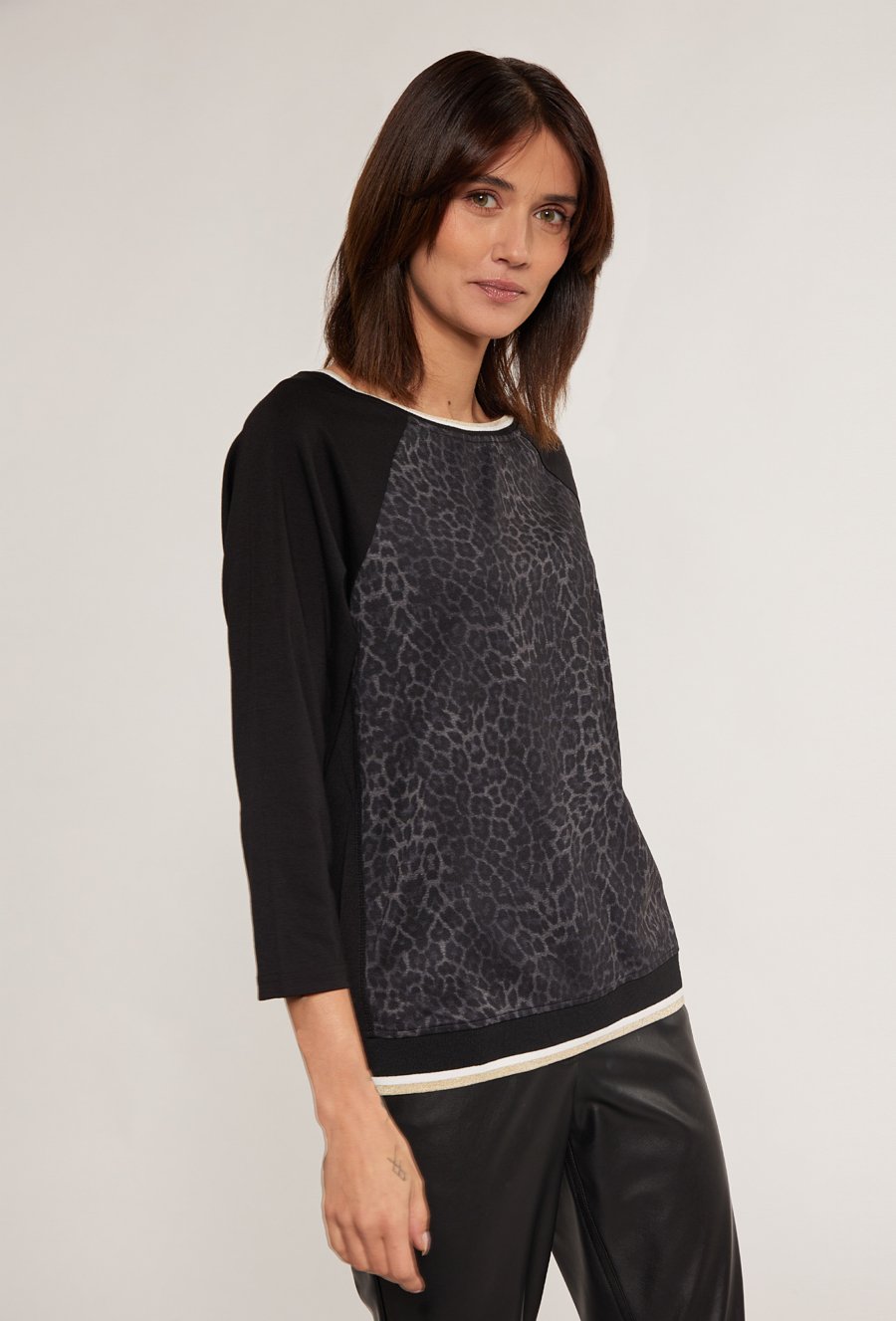 Bluza damska z wzorzystym panelem