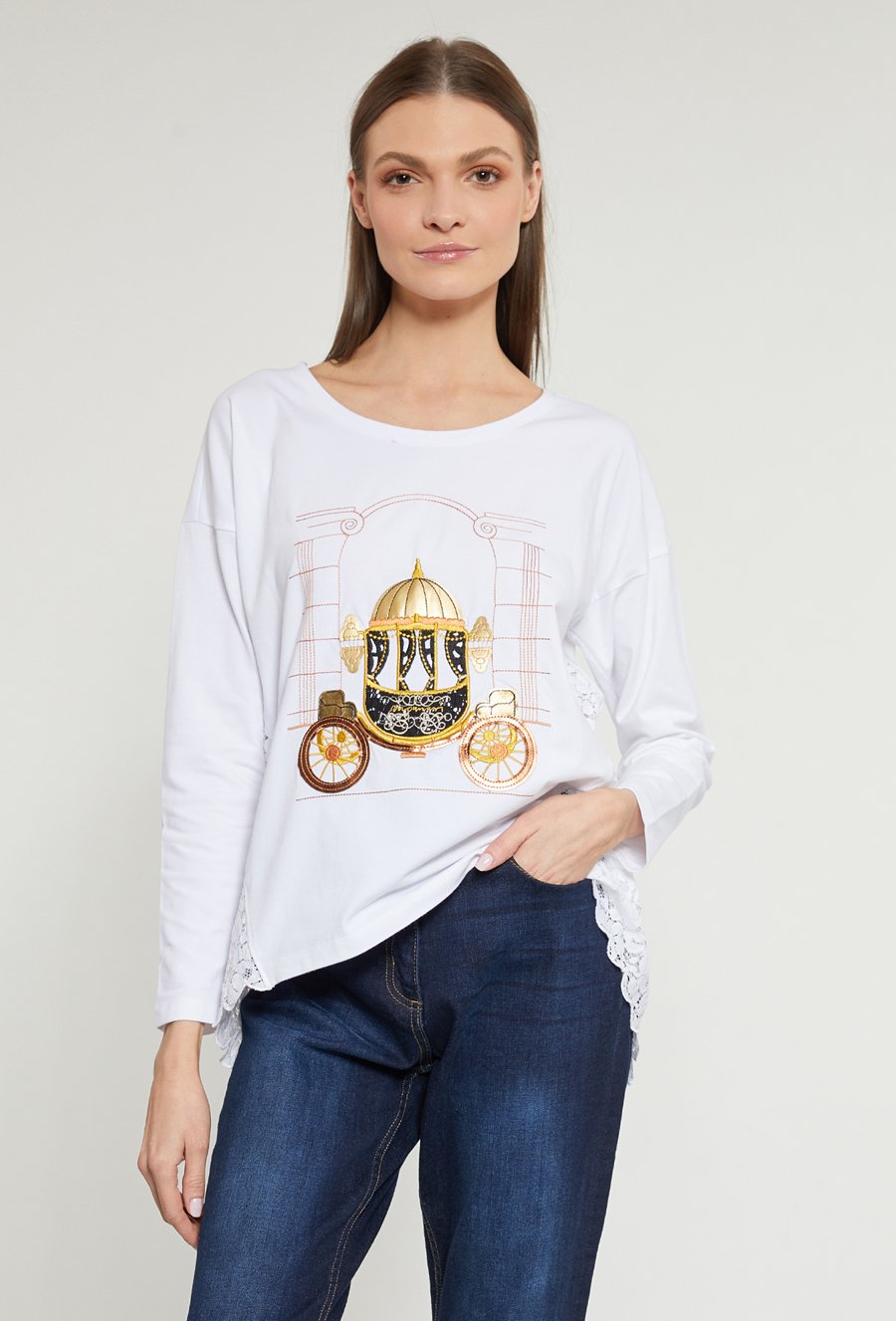 Bluzka damska z koronką na bokach