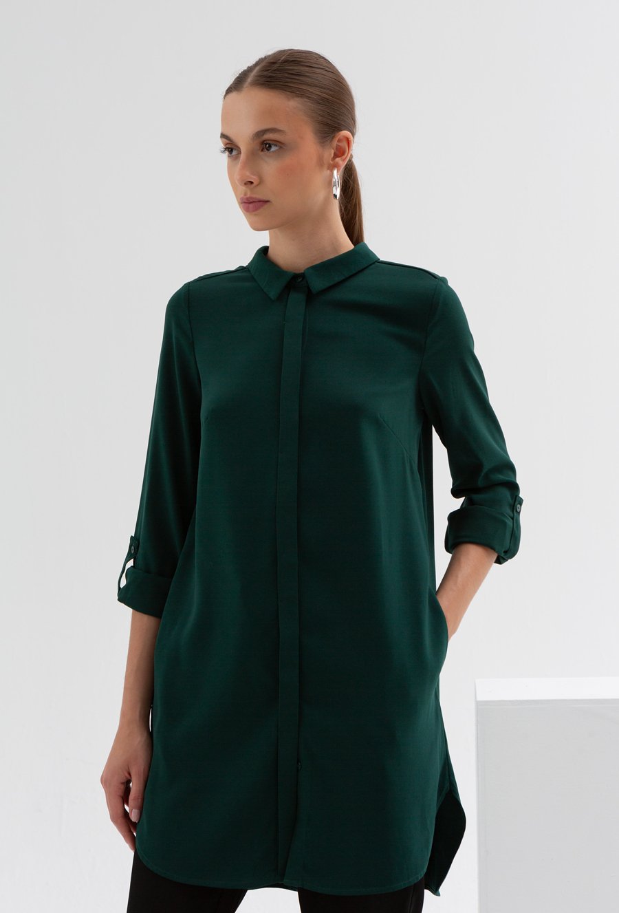 Długa koszula  w kolorze zielonym