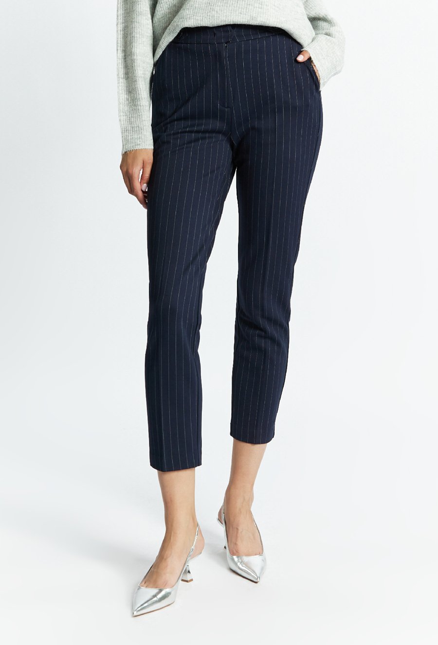 Dzianinowe spodnie z wzorem w paski