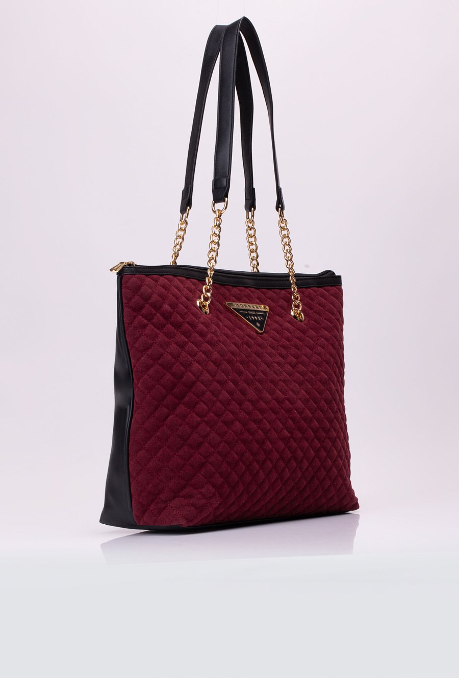 Zamszowa torba typu shopper z pikowaniem