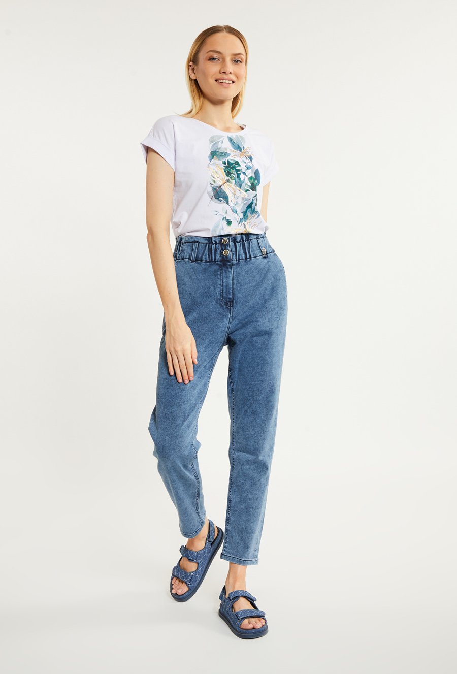 Jeansy typu paperbag