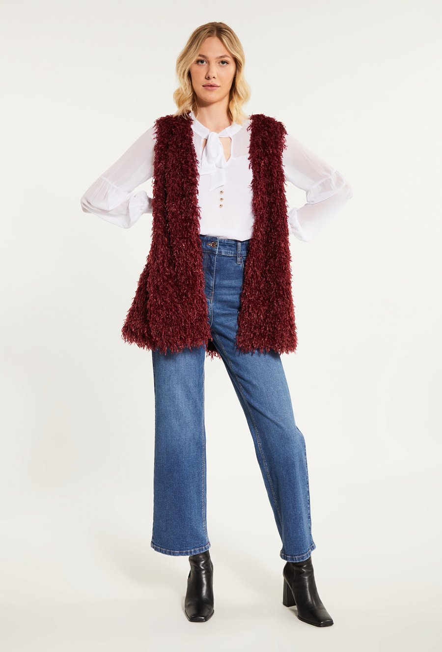 Kamizelka z eko futerka z kieszeniami