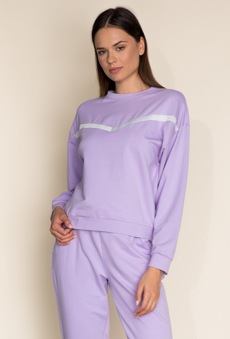 Bawełniana bluza z ozdobną taśmą