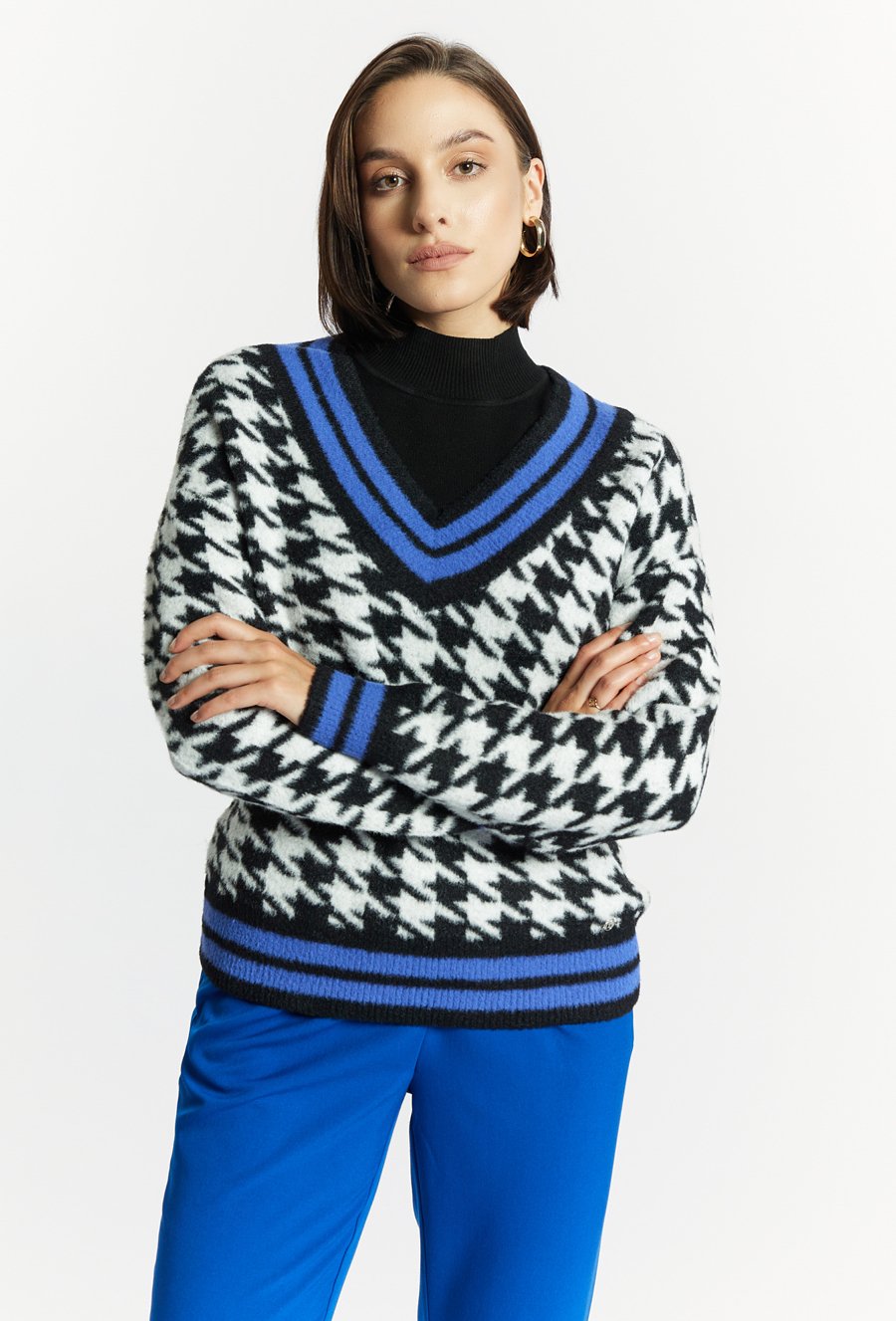 Sweter damski w pepitkę