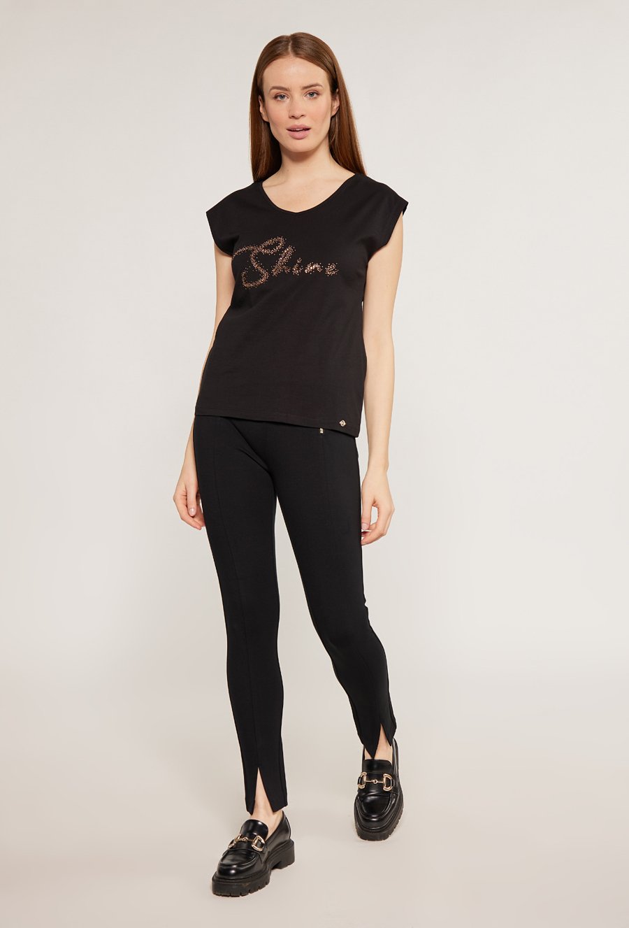 Bawełniany t-shirt z cekinowym napisem