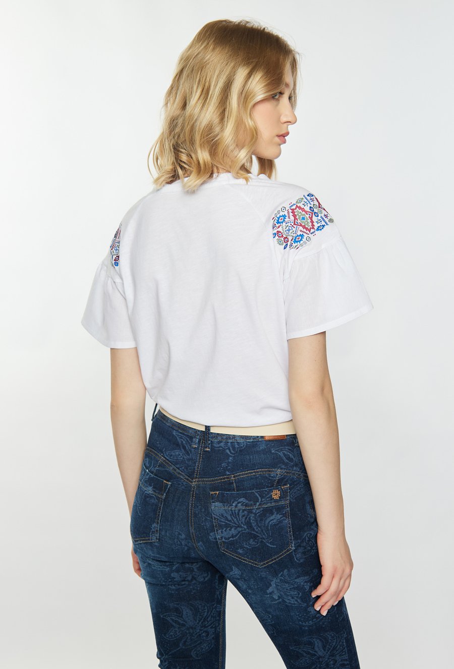 Bawełniana bluzka z wzorem boho