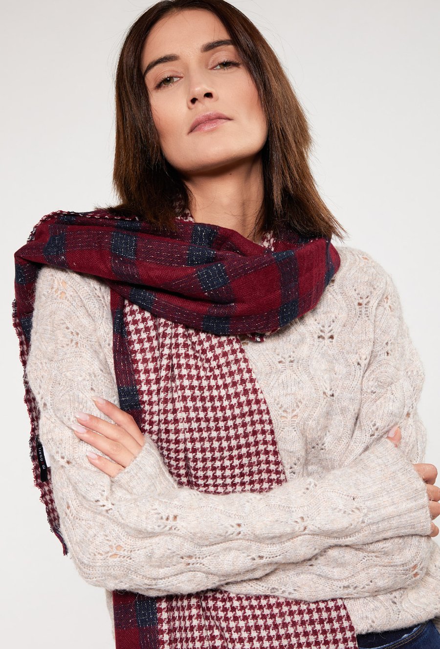 Szal damski w kratę