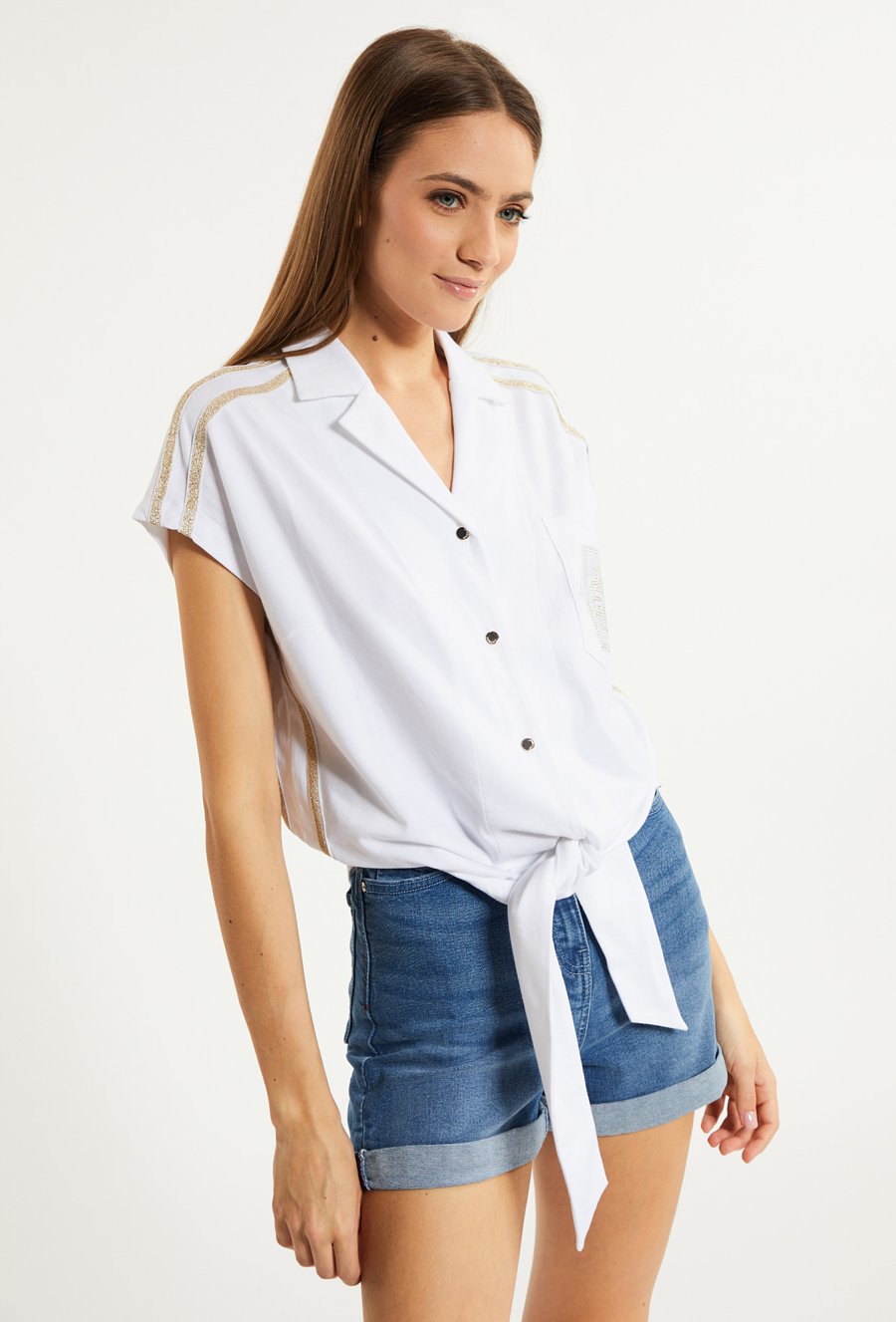 Bluzka damska z wiązaniem u dołu