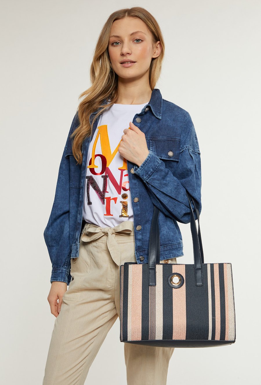 Shopper damski z kosmetyczką 2 w 1