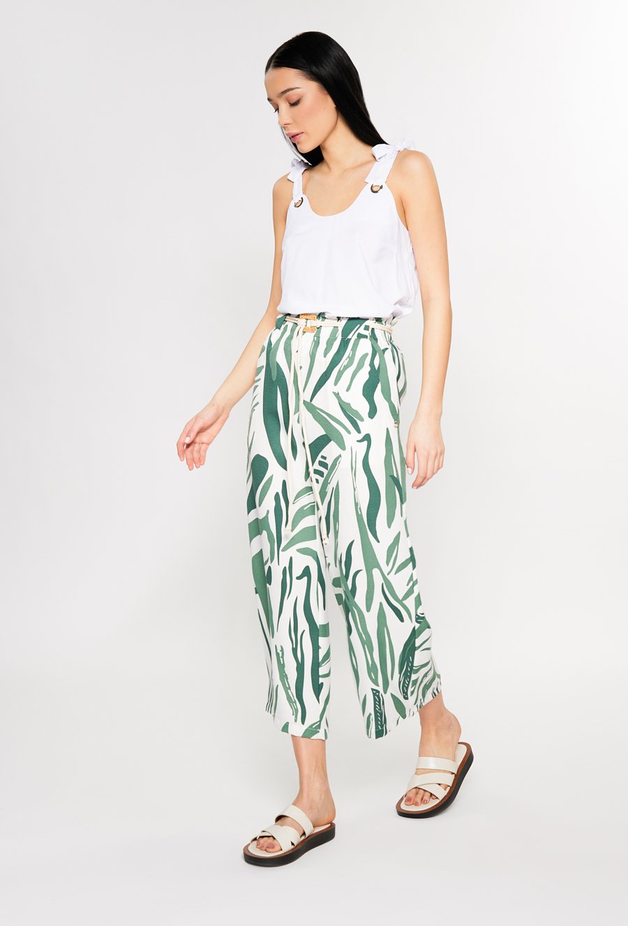 Wzorzyste spodnie z szeroką nogawką