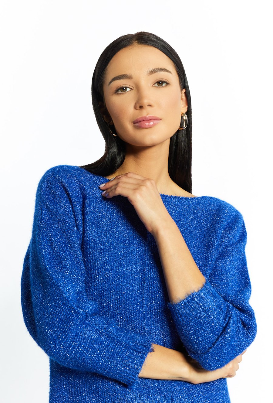 Połyskujący sweter damski