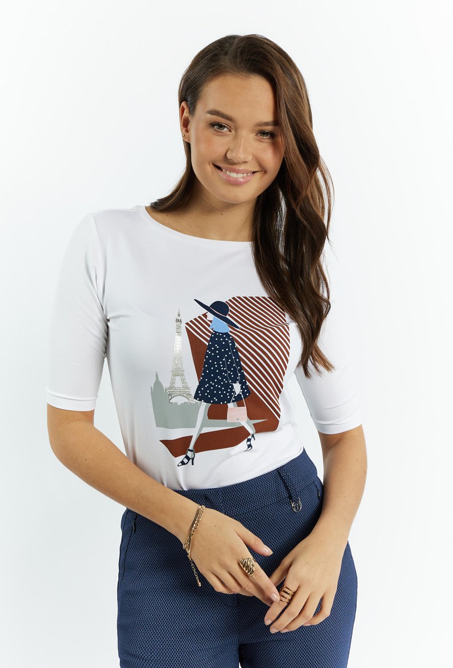 T-shirt damski o regularnym fasonie