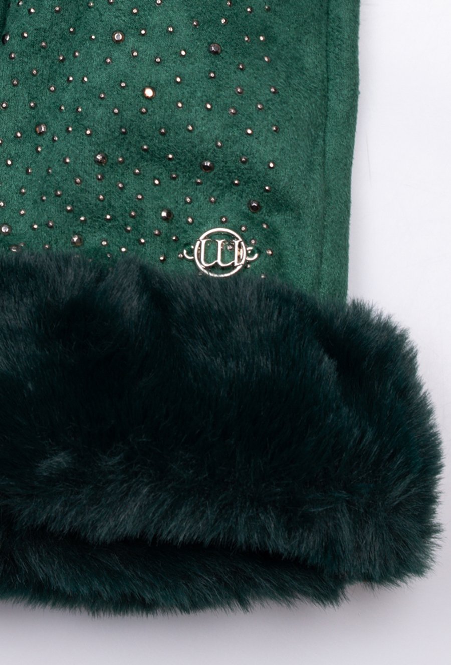 Rękawiczki z aplikacją oraz futerkiem